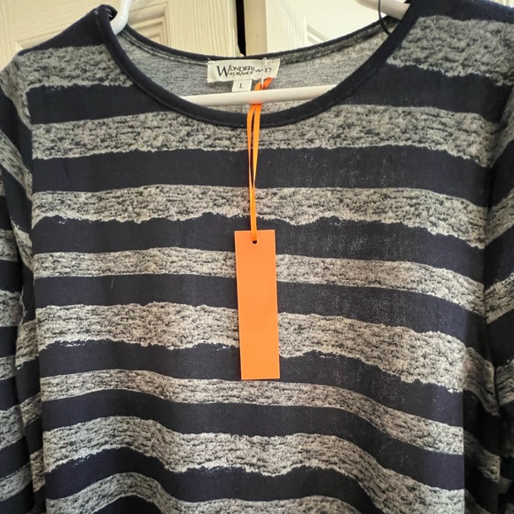 NWT Anthropologie by Wonderland by Orange navy heathered striped tunic top - Picture 2 of 4